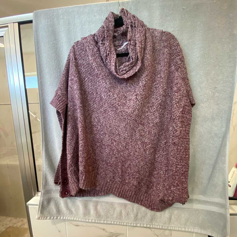 Cowl neck poncho button detail
